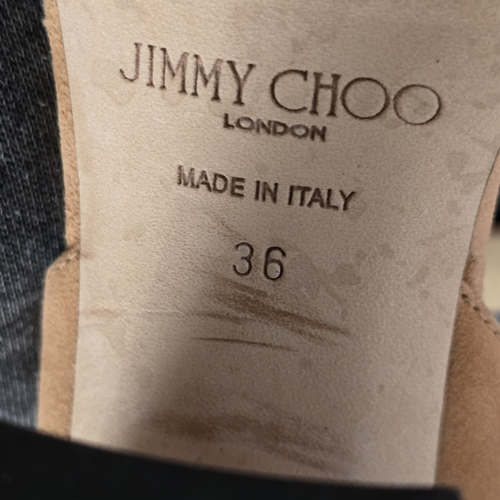 Jimmy Choo Maysa Caramel Suede Sandals Crystal Buckle Size 36/6 Heel 3" - Picture 11 of 11